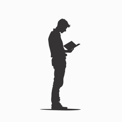 vector man reading a book on a white background. Generative AI