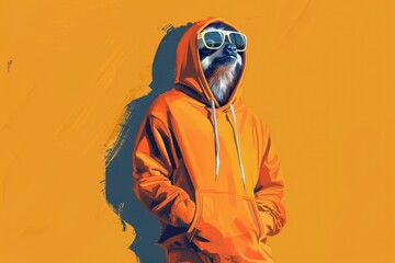 A stylish sloth wearing sunglasses and a hoodie. Perfect for fashion or animal themed projects
