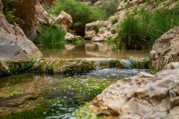 Fototapeta premium A stream flowing through a lush green forest. Perfect for nature and outdoor themed projects
