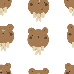 Seamless pattern with cartoon bears. Colorful vector flat for kids. hand drawing. baby design for fabric, print, wrapper, textile
