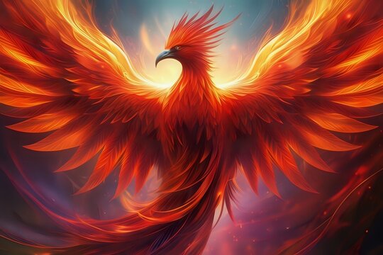 abstract red phoenix with fire