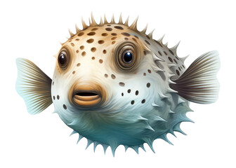 PNG Fish animal puffer underwater, digital paint illustration.