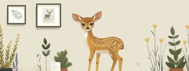 Naklejka premium A serene deer gracefully stands amidst soft hues, ideal for sophisticated business branding.