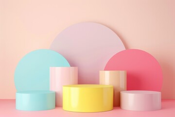 Various colored objects on a pink background. Suitable for various creative projects