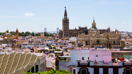 Sunny skyline of Seville, Spain