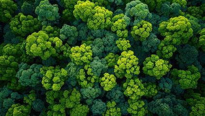 Aerial view green forest. Nature background. abstract pattern trees and foliage. Sunlight leaf texture, natural, scenic. Idyllic panorama jungle. Creativity in world. Energy in color and summer. - Powered by Adobe