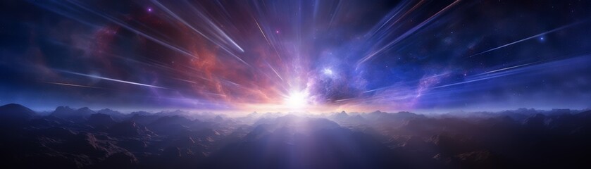 Explosive supernova event, radiant light effects, detailed stellar environment