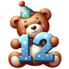 Birthday Teddy Bear Sublimation Clipart