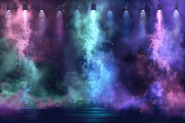 Obraz premium A stage with dramatic lighting and smoke effects. Ideal for concert or event promotions