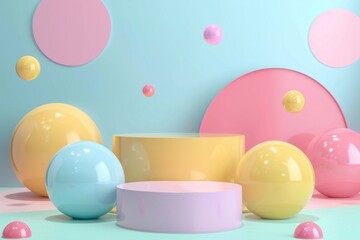 Fototapeta premium Various colored objects on a vibrant background, perfect for graphic design projects