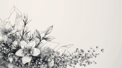 Black and white image of a beautiful flower arrangement, suitable for various design projects