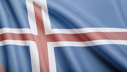 Fototapeta premium Realistic Artistic Representation of Iceland waving flag