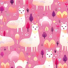 Pink Llama Pattern Fantasy