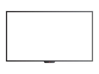 Naklejka premium TV flat screen lcd, plasma, tv mock up. HD monitor mockup. Modern video panel white flat screen. Isolated on white background. Widescreen show your business presentation on display device.