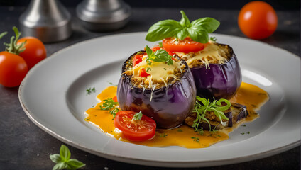 baked eggplant with cheese and tomatoes