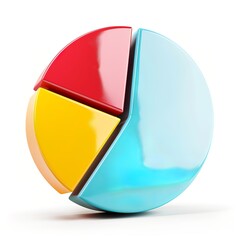 pie chart made out from three colours. red, light blue and yellow sectors