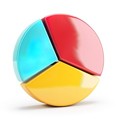 pie chart made out from three colours. red, light blue and yellow sectors