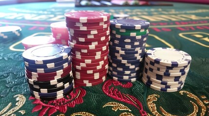 a table with a bunch of poker chips on it