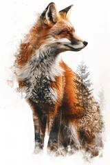 Obraz premium A red fox sitting peacefully in the snow. Perfect for wildlife or winter-themed projects