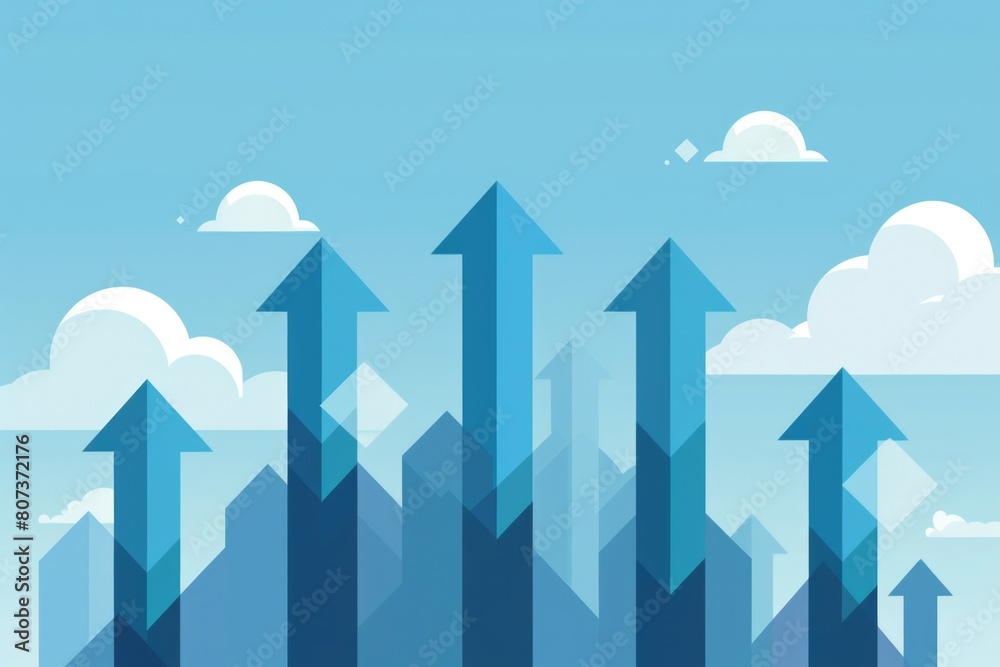 Poster Multiple arrows pointing upwards, suitable for business or success concepts
