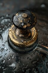 Fototapeta premium Close up of a water faucet in a sink, suitable for plumbing or household themes