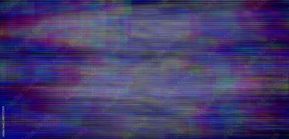 Poster background texture of retro cctv or vhs video with multicolored noise.