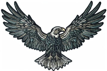 Obraz premium Detailed drawing of an eagle with wings spread, suitable for various projects