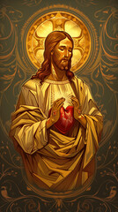 Jesus Holding a Heart