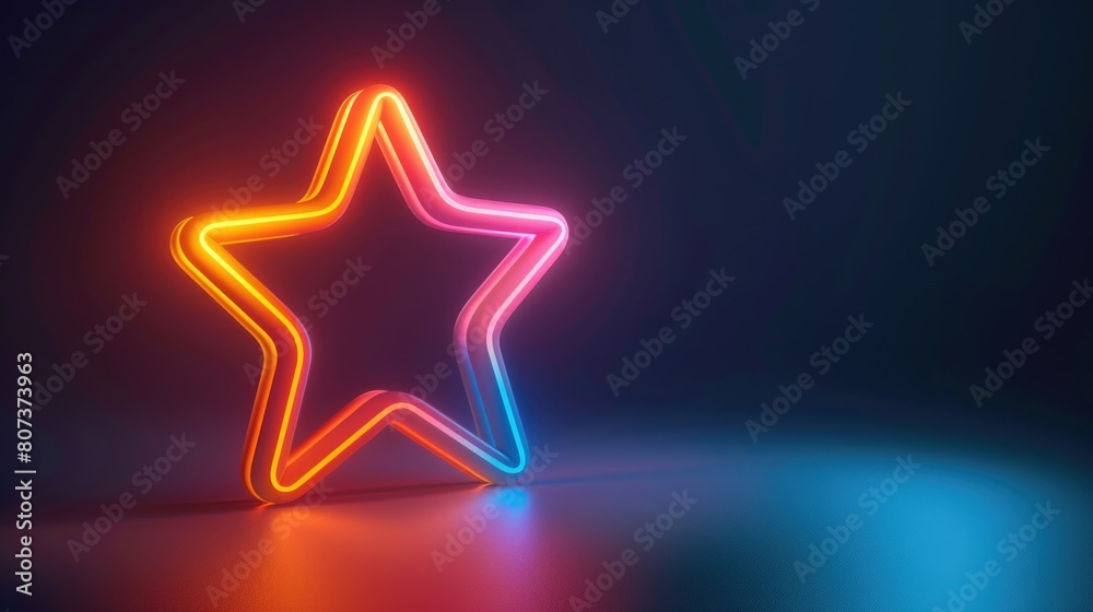 Poster bright neon star shining in the darkness. suitable for various designs and projects
