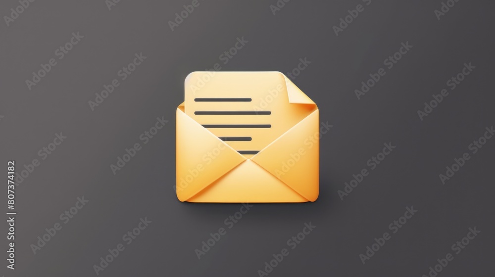 Poster a yellow envelope icon on a dark background. suitable for digital communication concepts