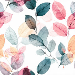 Botanical poster with watercolor leaves in art line style for decor, design, wallpaper, packaging