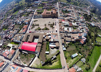 Mongui, Boyaca - Colombia. April 12 - 2024. Aerial photography with drone, The municipality has a...