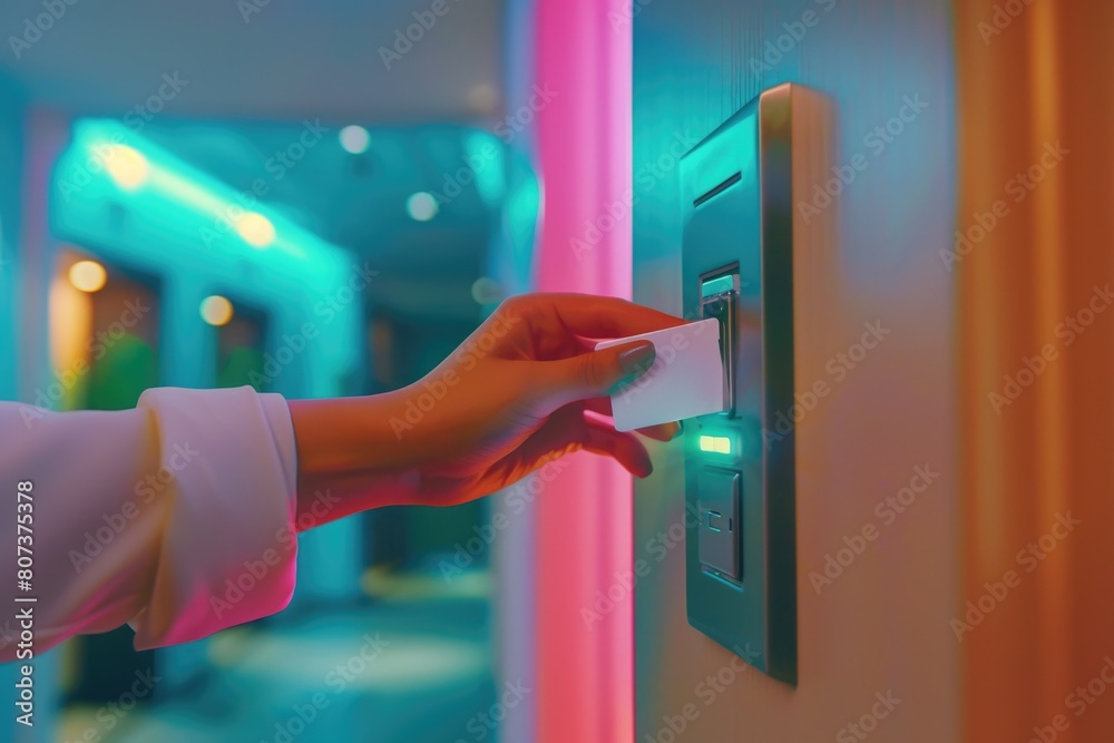 Aufkleber person pressing a button on a light switch. suitable for electrical concepts