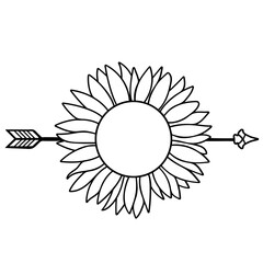 Half Sunflower, Flower , Monogram, Sunflower silhouette, Floral, Sunflower SVG, Sunflower t shirts and svg design, sunflower motivational quotes.