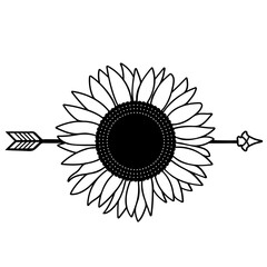 Half Sunflower, Flower , Monogram, Sunflower silhouette, Floral, Sunflower SVG, Sunflower t shirts and svg design, sunflower motivational quotes.