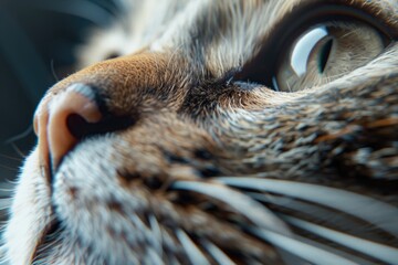 A close-up of a cat's face with a blurry background. Perfect for animal lovers