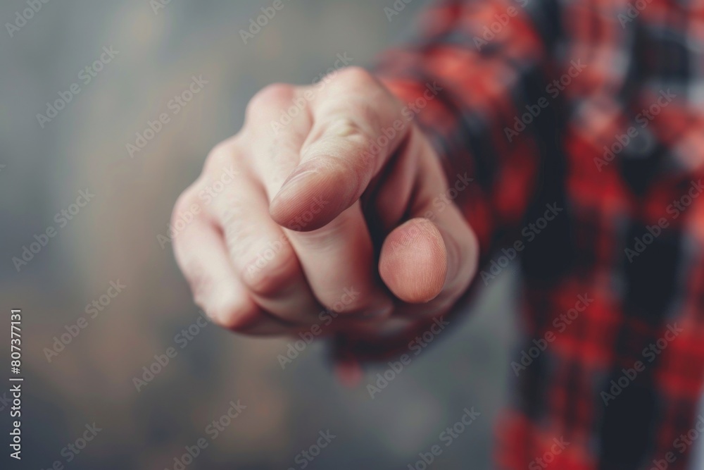 Aufkleber Close up of a person pointing directly at the camera. Suitable for various concepts