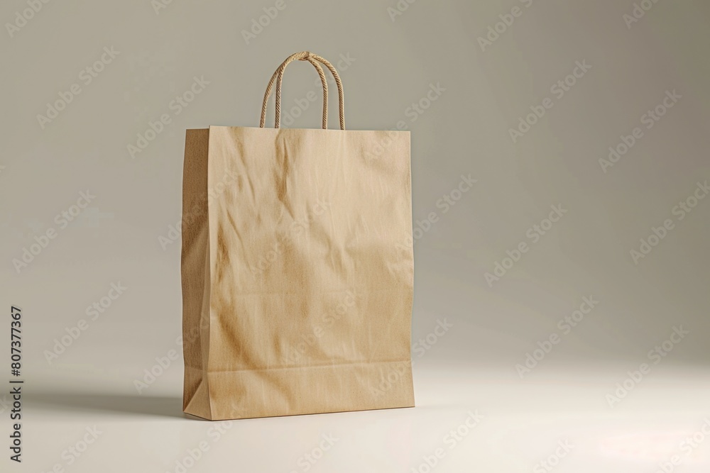 Poster A simple brown paper bag on a table. Suitable for various concepts