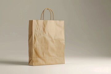 A simple brown paper bag on a table. Suitable for various concepts