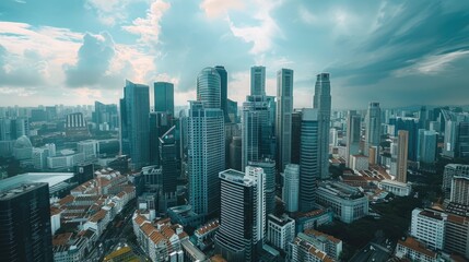 A bird's eye view of a city skyline, perfect for urban concepts