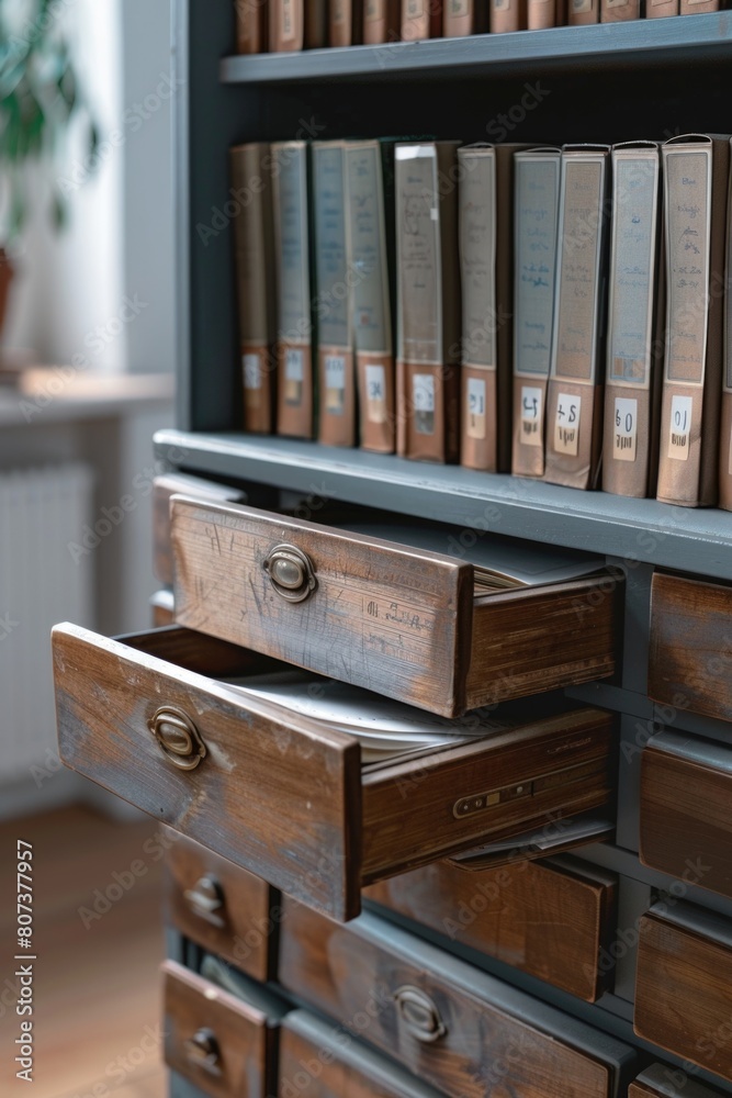 Aufkleber a bookshelf filled with various books, ideal for educational and reading concepts