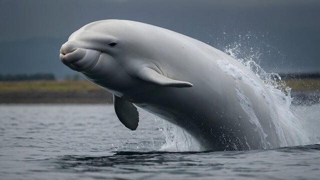 A Stunning Leap of a Beluga Whale