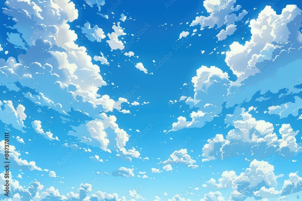 Aufkleber A simple image of a sky with fluffy clouds. Perfect for backgrounds or nature concepts