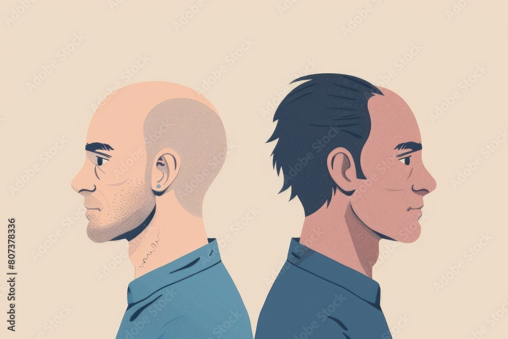 Poster Image of two men standing side by side. Suitable for business or teamwork concepts