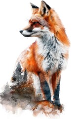 Obraz premium A beautiful watercolor painting of a red fox. Suitable for nature lovers and wildlife enthusiasts