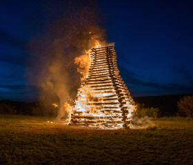 The burning of a witch. Holiday in the Czech Republic on April 30. Revnice