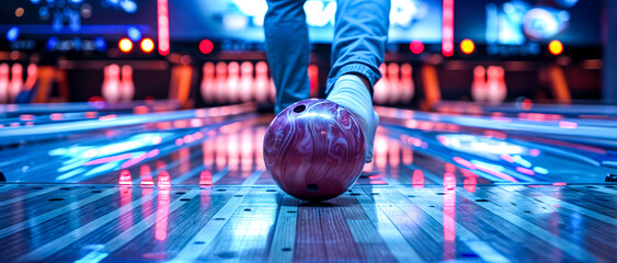 A person is bowling and is about to throw a red ball - Powered by Adobe