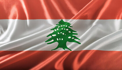 Realistic Artistic Representation of Lebanon waving flag
