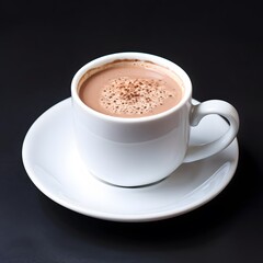 cup of hot chocolate on black background