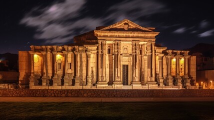 Obraz premium photo of old building at night. AI generated images